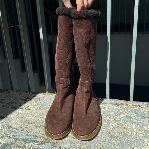 GUCCI- Women’s Mid Calf Length Suede Brown Riding Boots- Size:7 - Picture 2 of 8